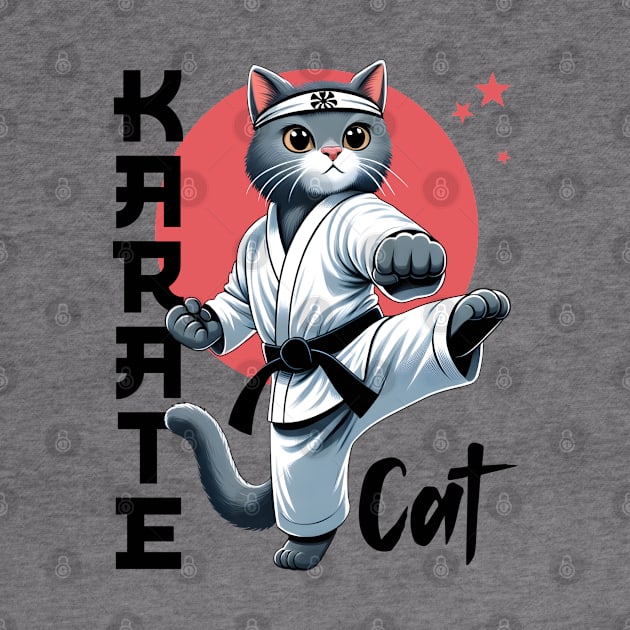 Karate Cat Funny Kitty Sport Design by Infinitee Shirts